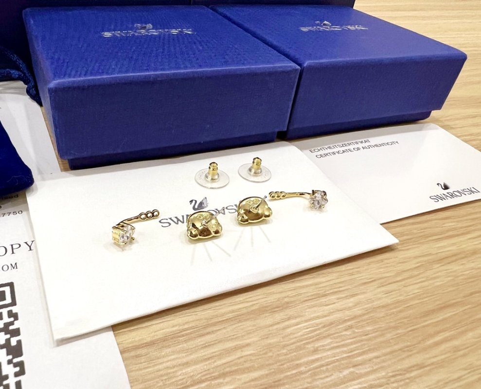 Swarovski Teddy Gold Crystal Bear Stud Earrings view