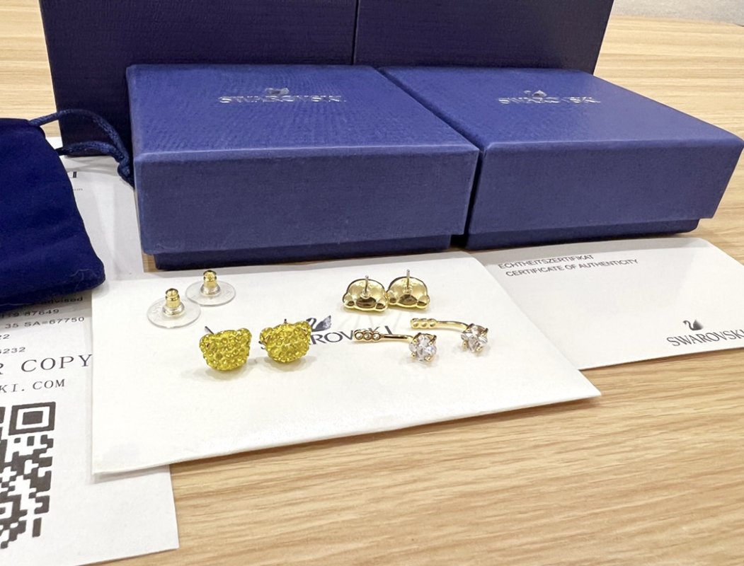 Swarovski Teddy Gold Crystal Bear Stud Earrings view