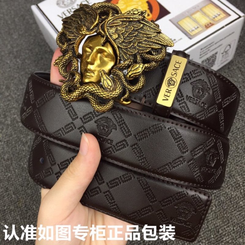 Versace Medusa Gold Buckle Black Leather Belt view