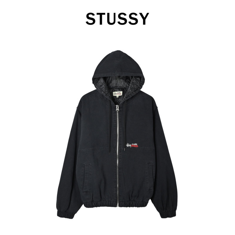 Stüssy Black Denim Sherpa-Lined Jacket view