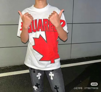Dsquared2 Maple Leaf Logo White Red T-Shirt view 6