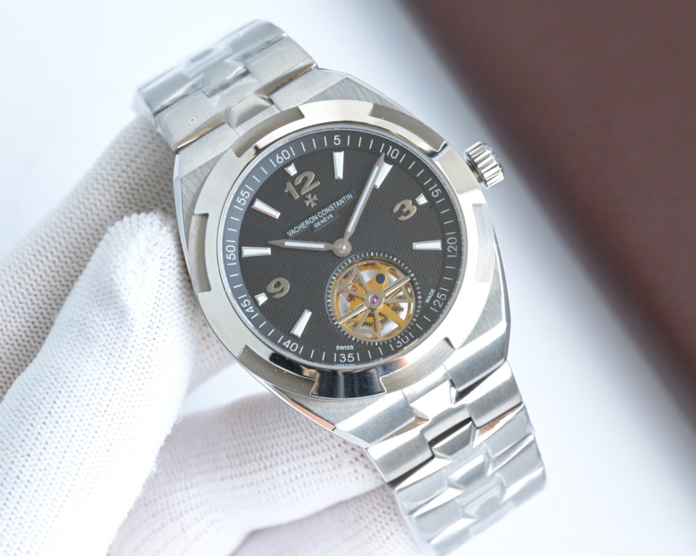 Vacheron Constantin Overseas Tourbillon Steel Watch Silver view