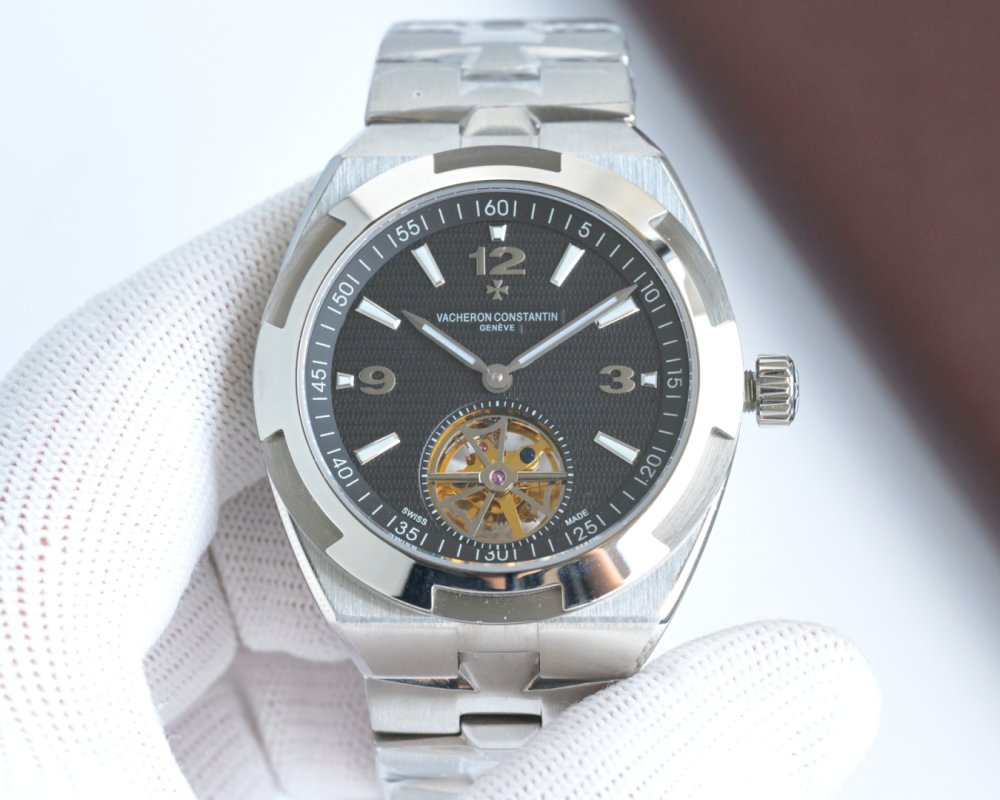 Vacheron Constantin Overseas Tourbillon Steel Watch Silver view