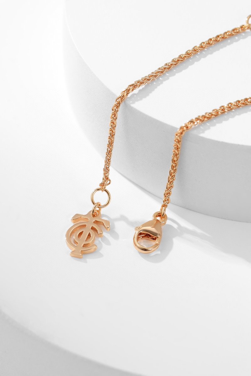 Rose Gold Woven Key Pendant Necklace with Crystal Accents view