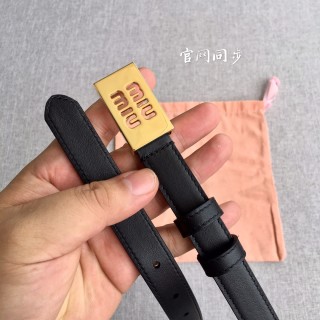 Miu Miu Black Leather Belt with Gold Logo Buckle view 7