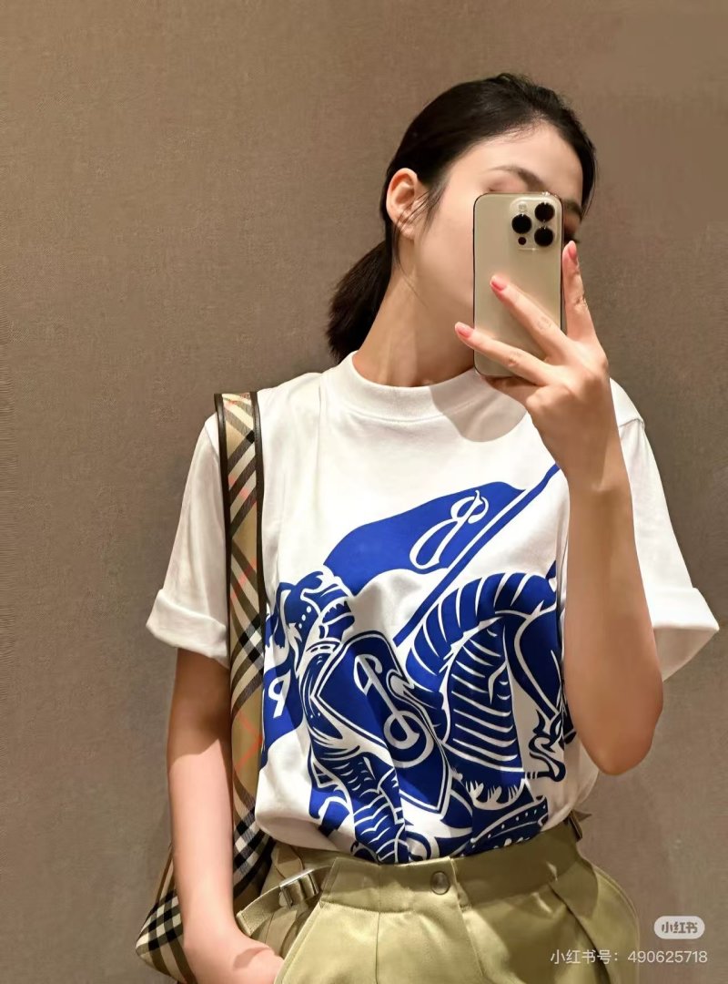 Blue & White Graphic Print Short Sleeve T-Shirt