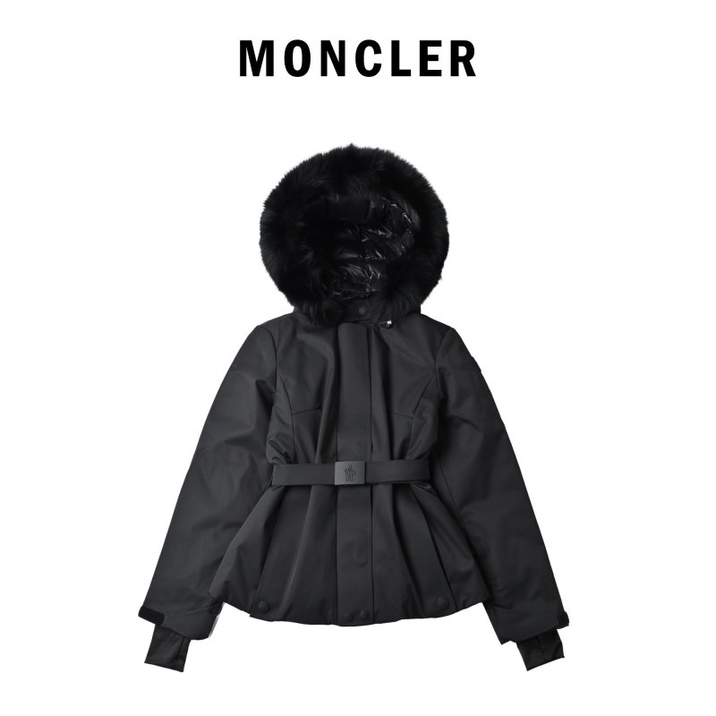 Black Luxury Down Jacket with Fur Collar view
