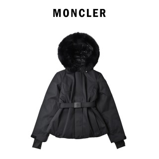 Moncler White Puffer Down Jacket with Fur Hood view 2