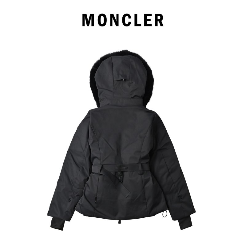 Black Luxury Down Jacket with Fur Collar view