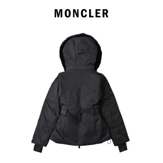 Moncler White Puffer Down Jacket with Fur Hood view 3