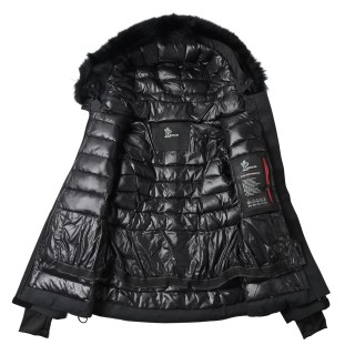 Moncler White Puffer Down Jacket with Fur Hood view 6