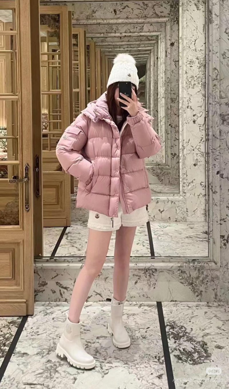 Pink Quilted Puffer Down Jacket