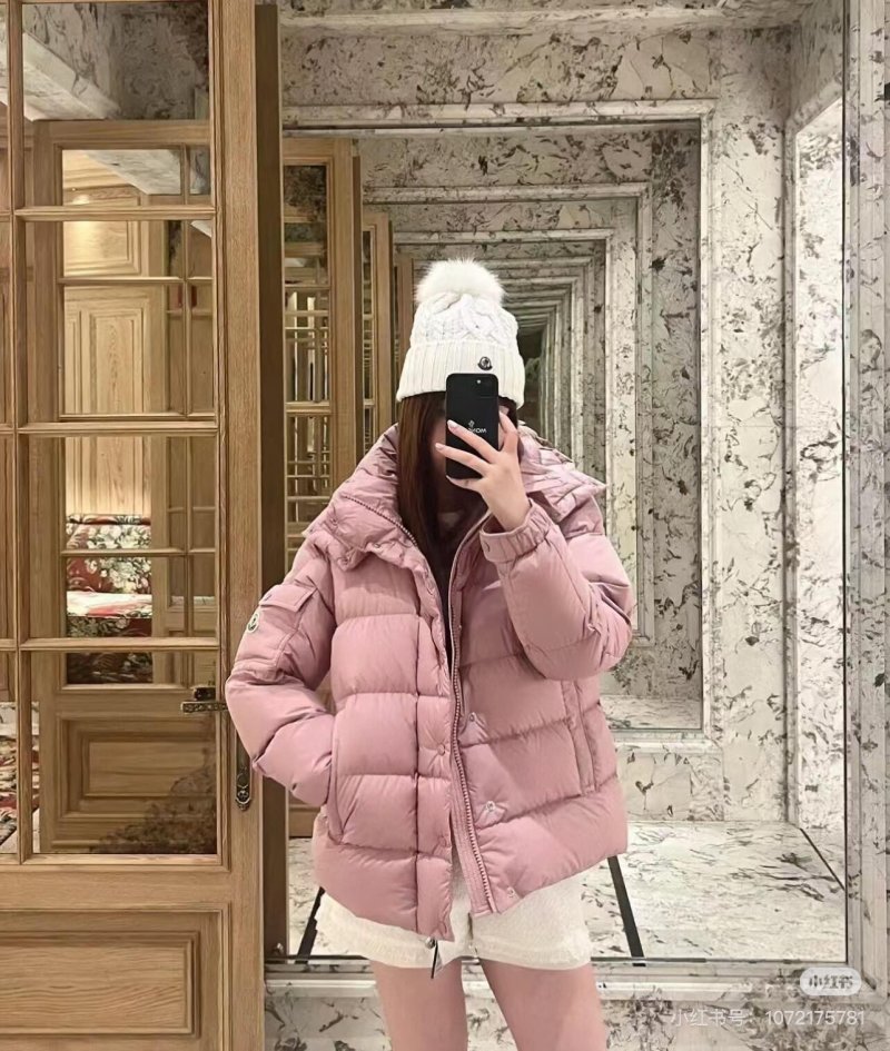 Pink Quilted Puffer Down Jacket view