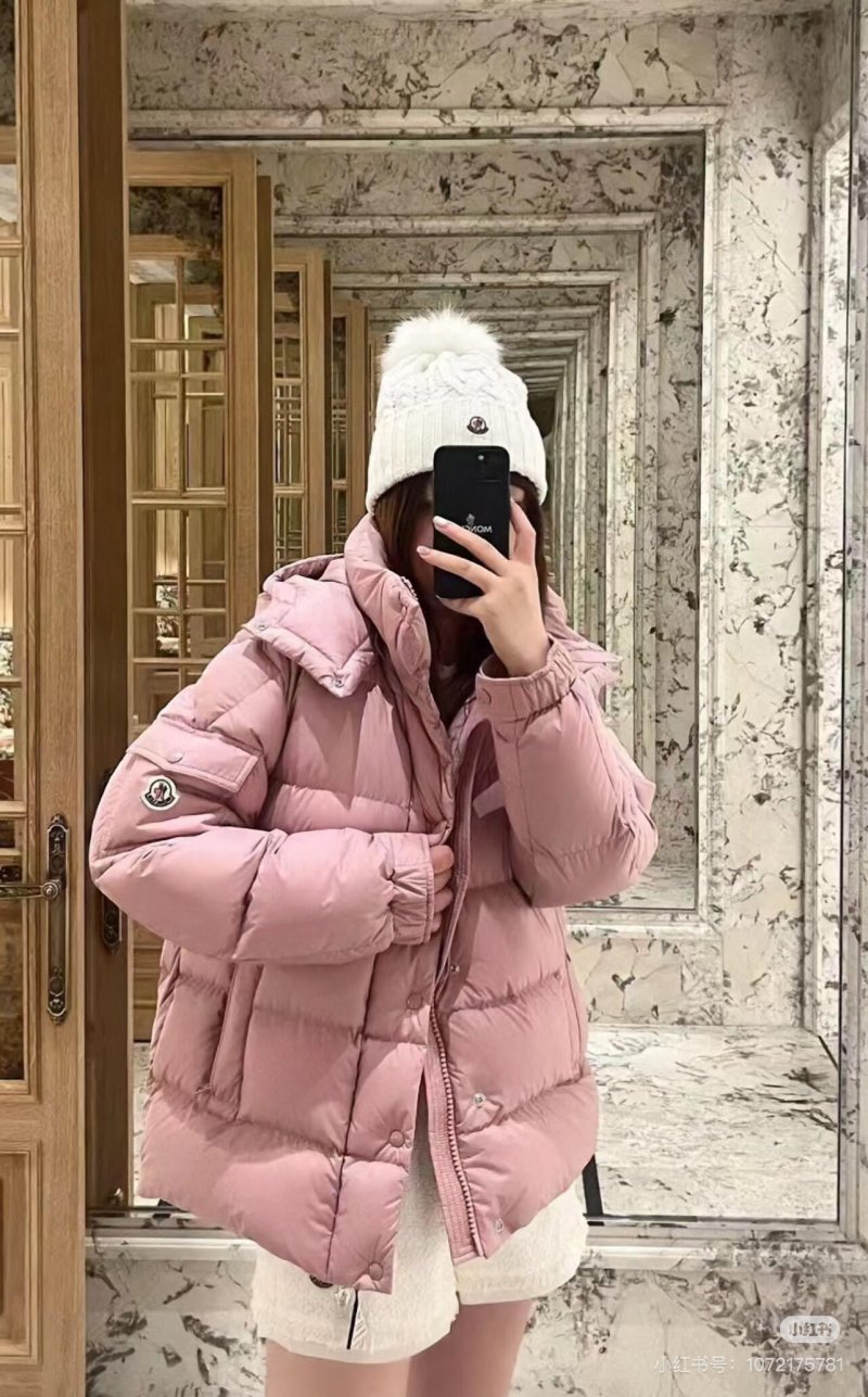 Pink Quilted Puffer Down Jacket view