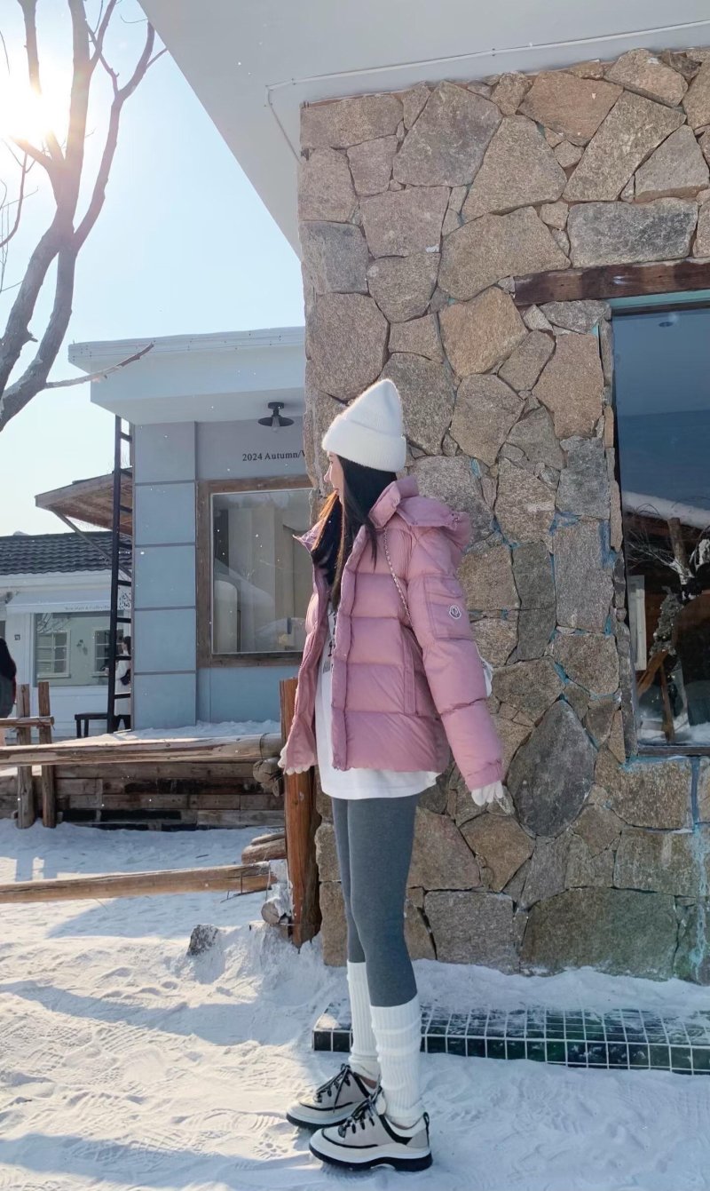 Pink Quilted Puffer Down Jacket view