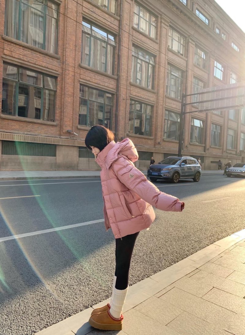 Pink Quilted Puffer Down Jacket view