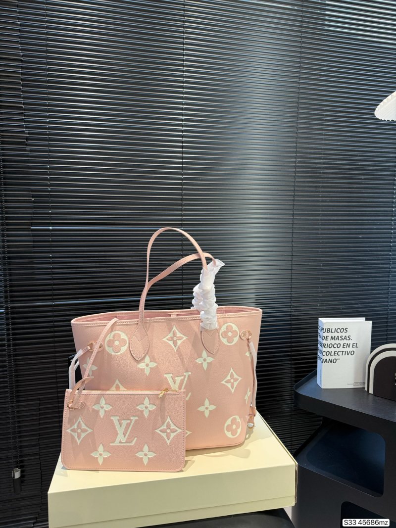 Louis Vuitton Neverfull Monogram Canvas Tote Bag Pink