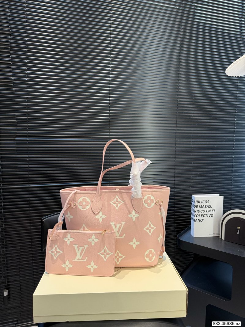 Louis Vuitton Neverfull Monogram Canvas Tote Bag Pink view