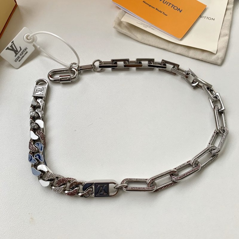 Louis Vuitton Blue & White Cuban Chain Link Necklace view