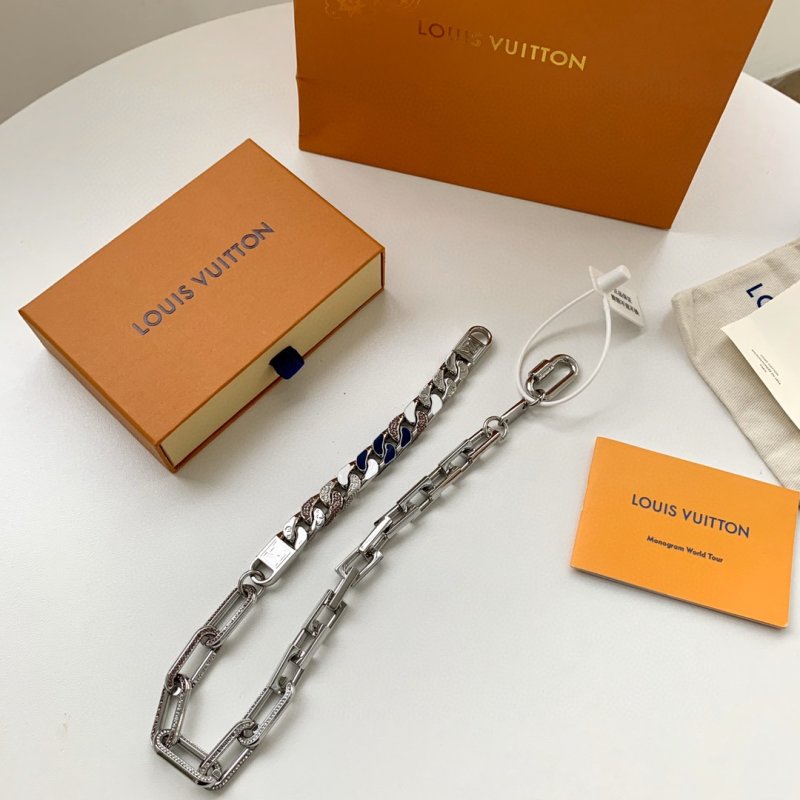 Louis Vuitton Blue & White Cuban Chain Link Necklace view