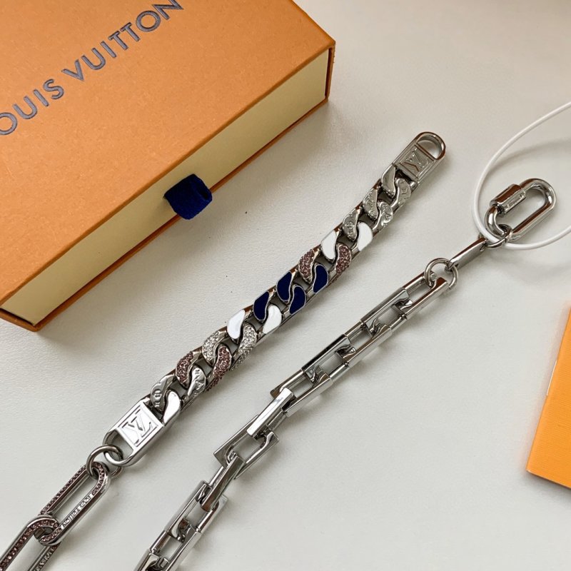 Louis Vuitton Blue & White Cuban Chain Link Necklace view