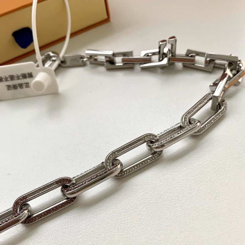 Louis Vuitton Blue & White Cuban Chain Link Necklace view