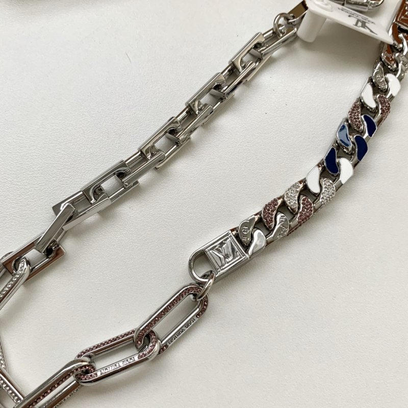 Louis Vuitton Blue & White Cuban Chain Link Necklace view