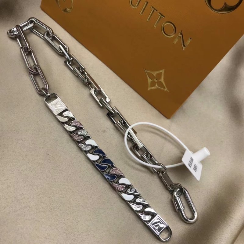 Louis Vuitton Blue & White Cuban Chain Link Necklace view