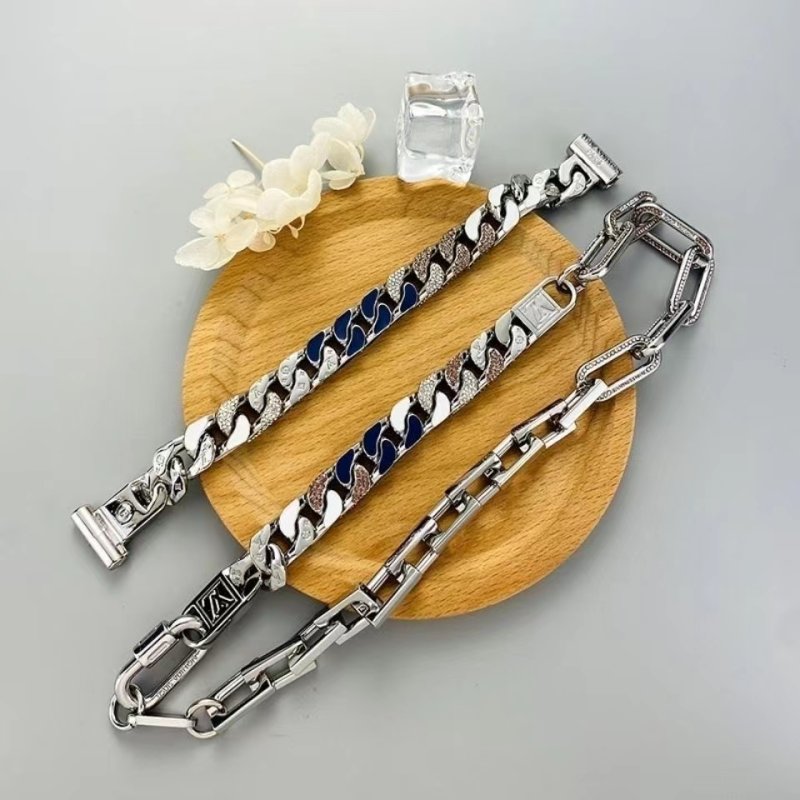 Louis Vuitton Blue & White Cuban Chain Link Necklace view