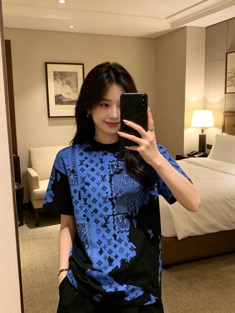 Louis Vuitton Monogram Bandana Blue & Black Short Sleeve T-Shirt