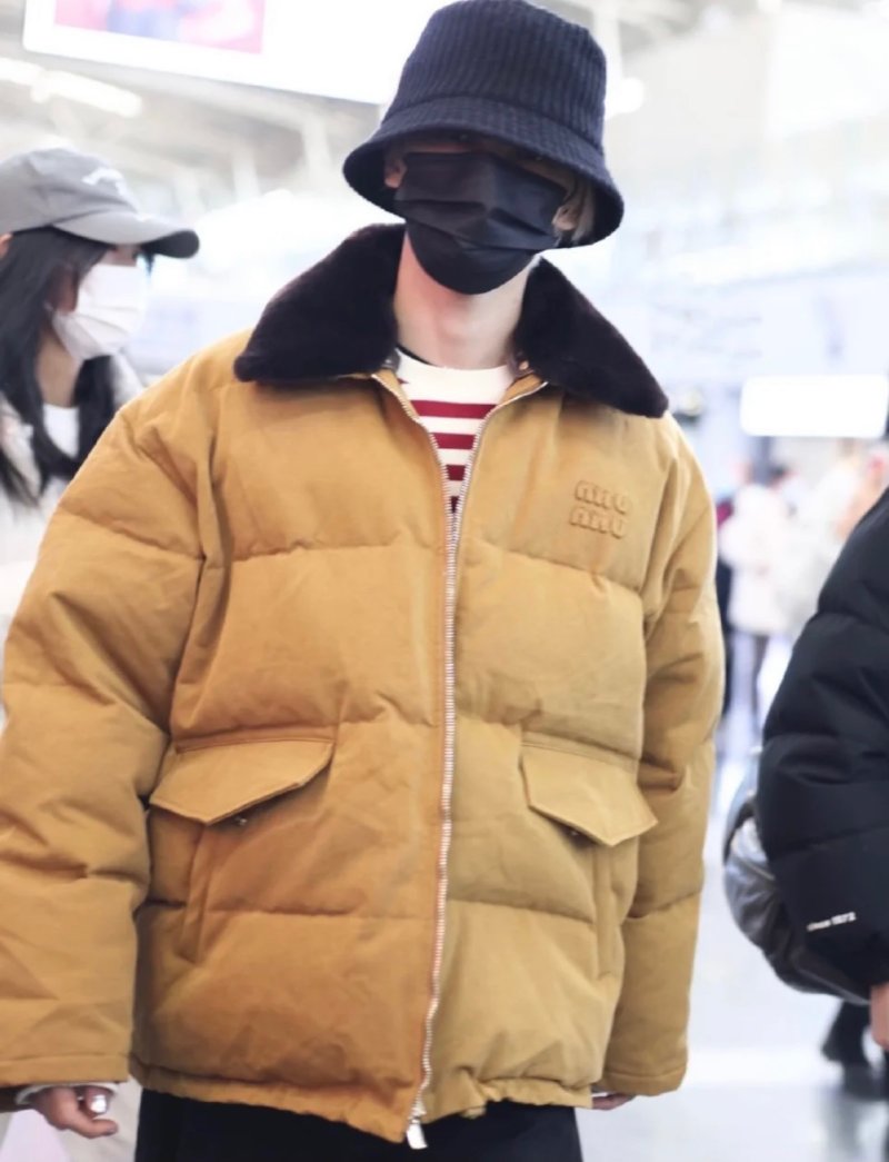 Camel Puffer Down Jacket with Embroidered Logo view