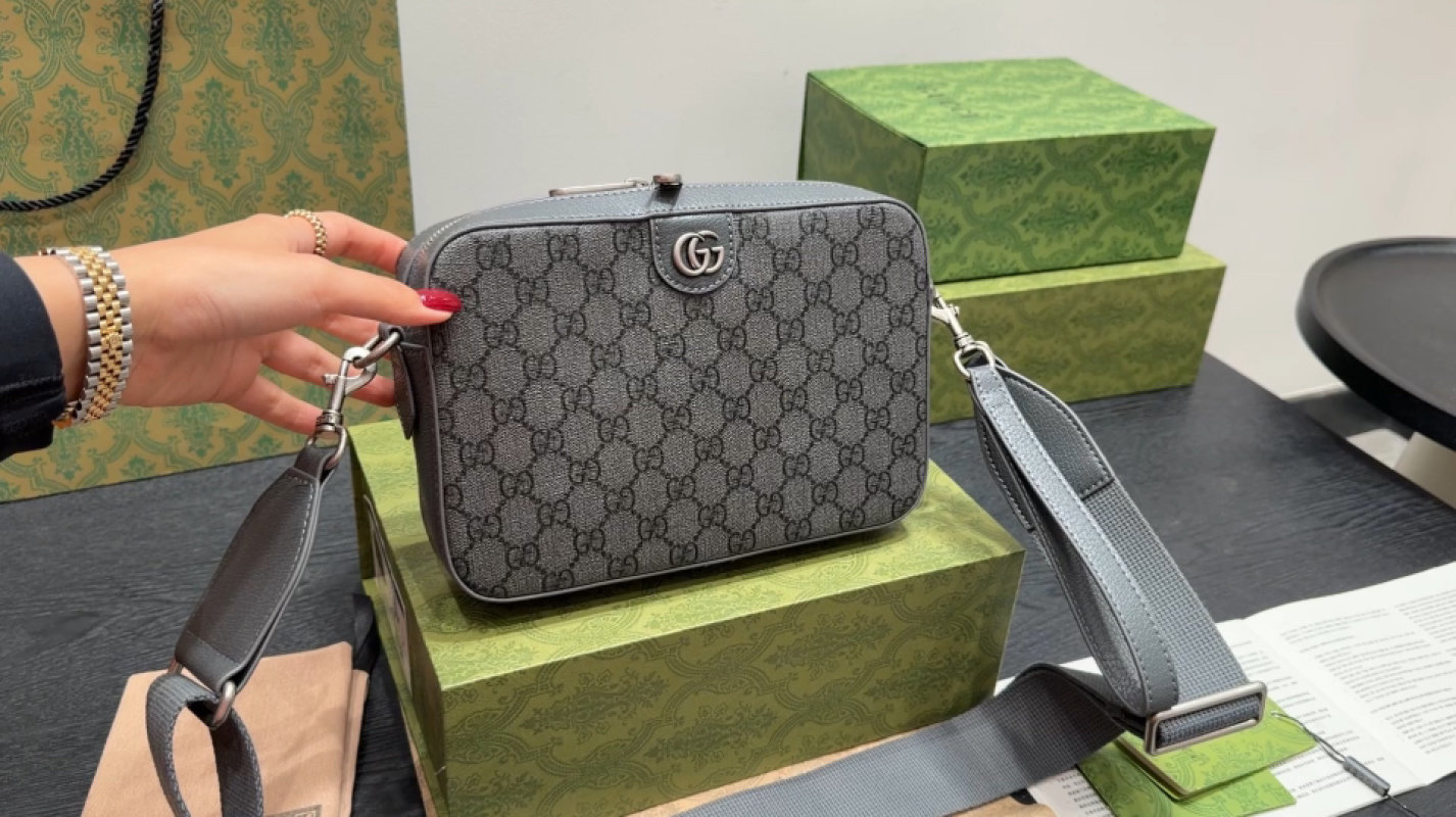 Gucci GG Marmont Grey Canvas Crossbody Bag