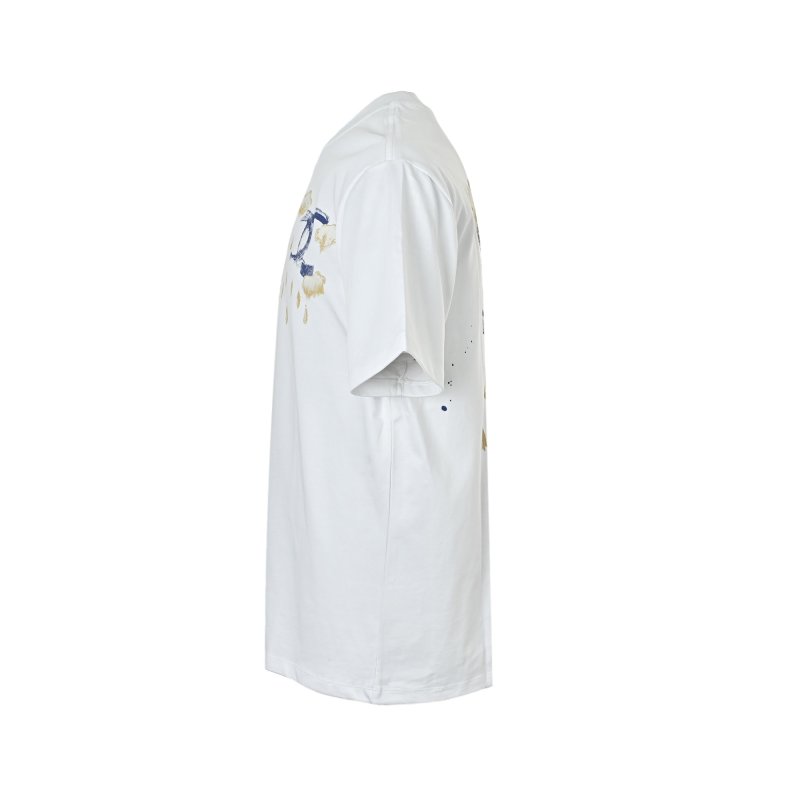 White Graphic T-Shirt with Gold & Navy Embroidery view