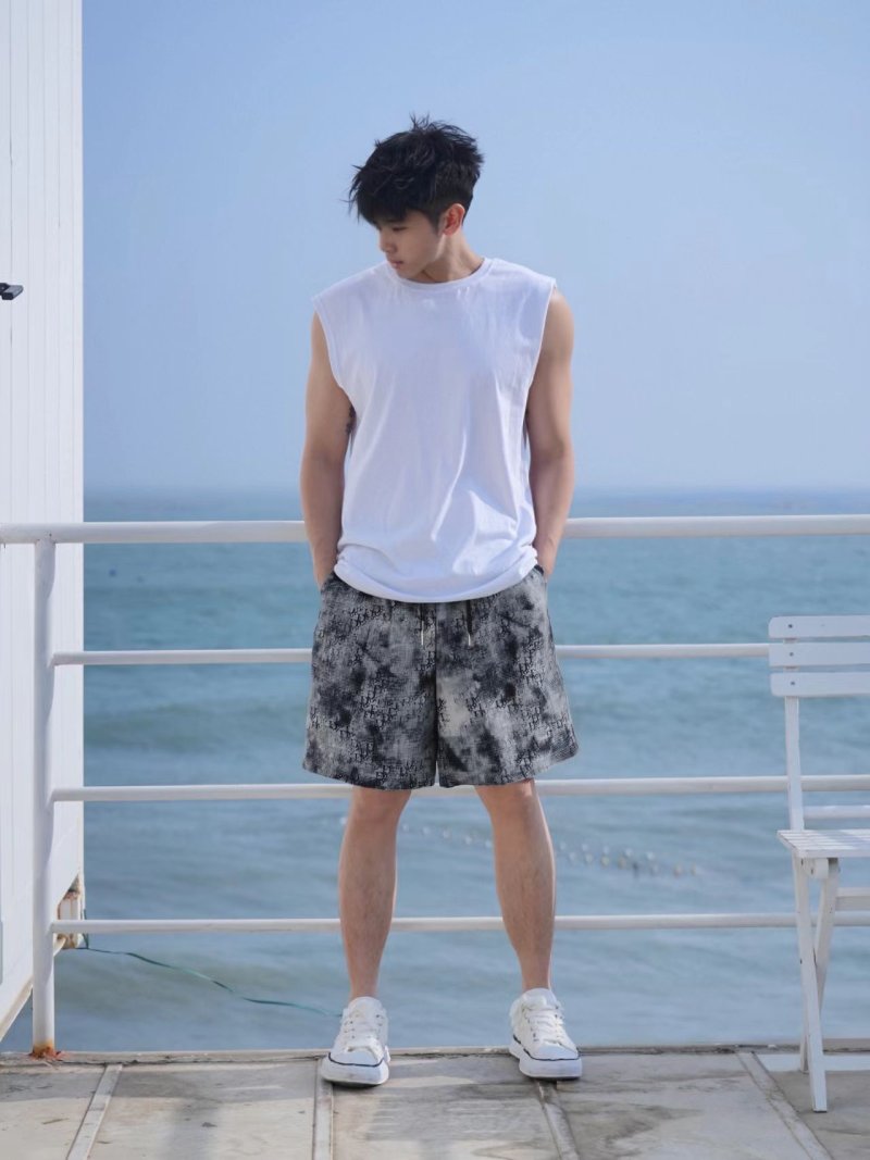 Grey Patterned Mesh Athletic Shorts view