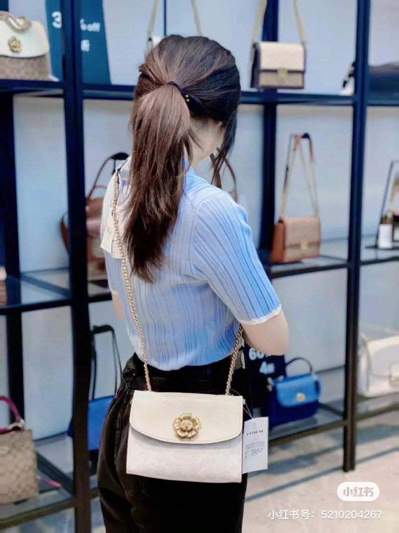 Coach Signature Leather Shoulder Bag - Cream & Tan view