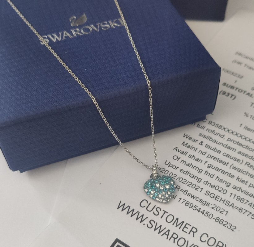 Swarovski Idyllia Blue Crystal Heart Pendant Necklace view