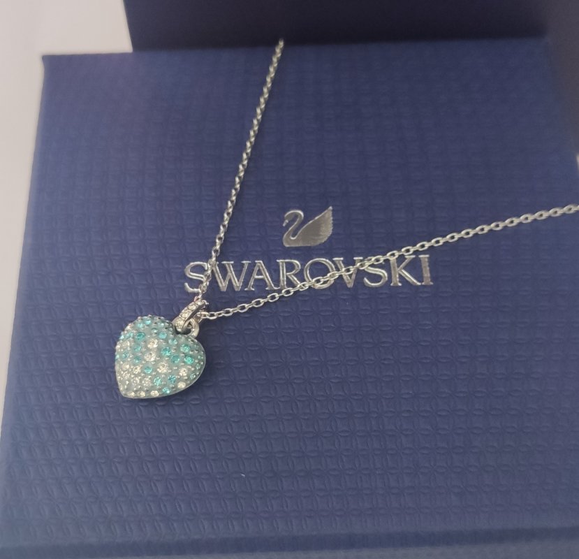 Swarovski Idyllia Blue Crystal Heart Pendant Necklace view
