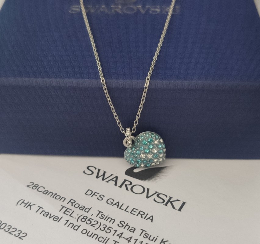 Swarovski Idyllia Blue Crystal Heart Pendant Necklace view