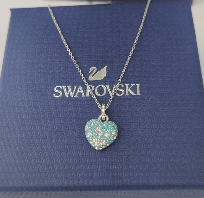 Swarovski Idyllia Blue Crystal Heart Pendant Necklace view
