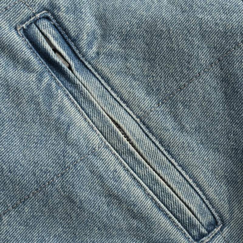 Blue Denim Quilted Bomber Jacket view