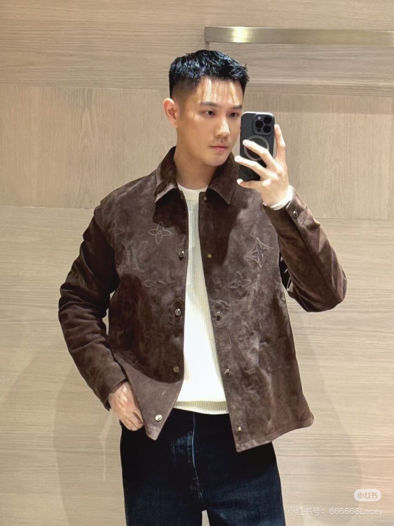 Louis Vuitton Monogram Suede Shirt Jacket Brown