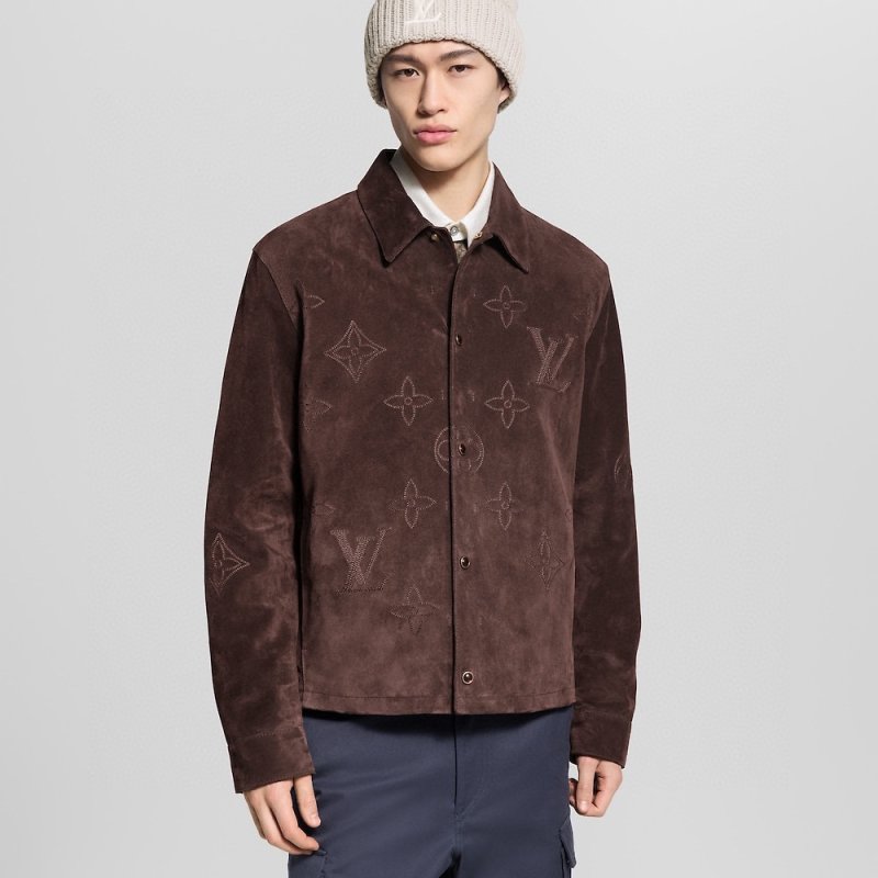 Louis Vuitton Monogram Suede Shirt Jacket Brown view