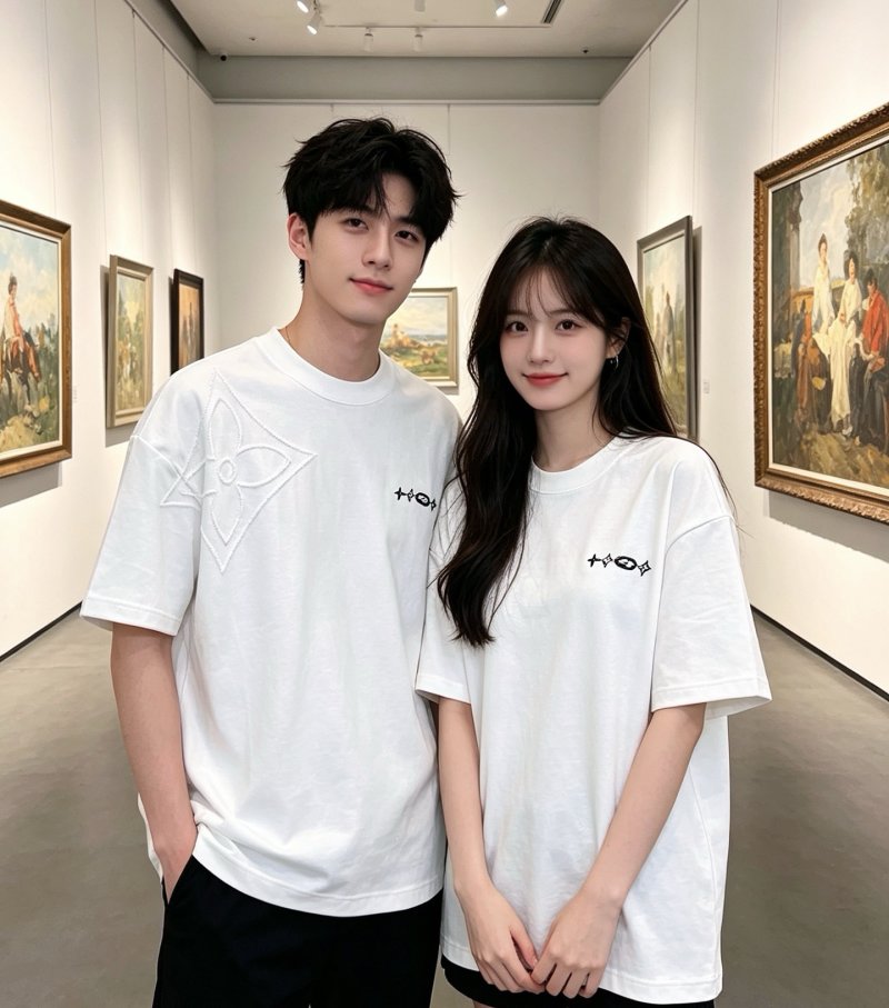 Minimalist White Graphic T-Shirt with Embroidered Logo view