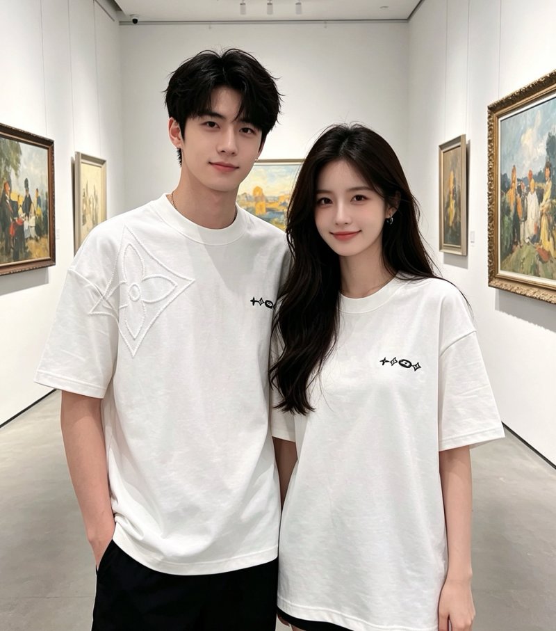 Minimalist White Graphic T-Shirt with Embroidered Logo view