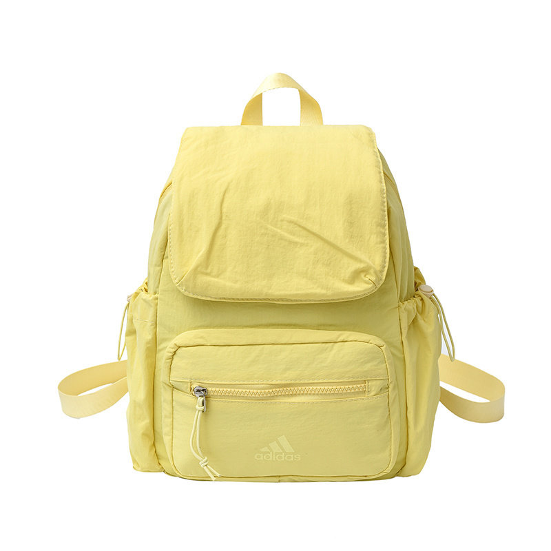 Adidas Yellow Nylon Backpack with Zip Pockets
