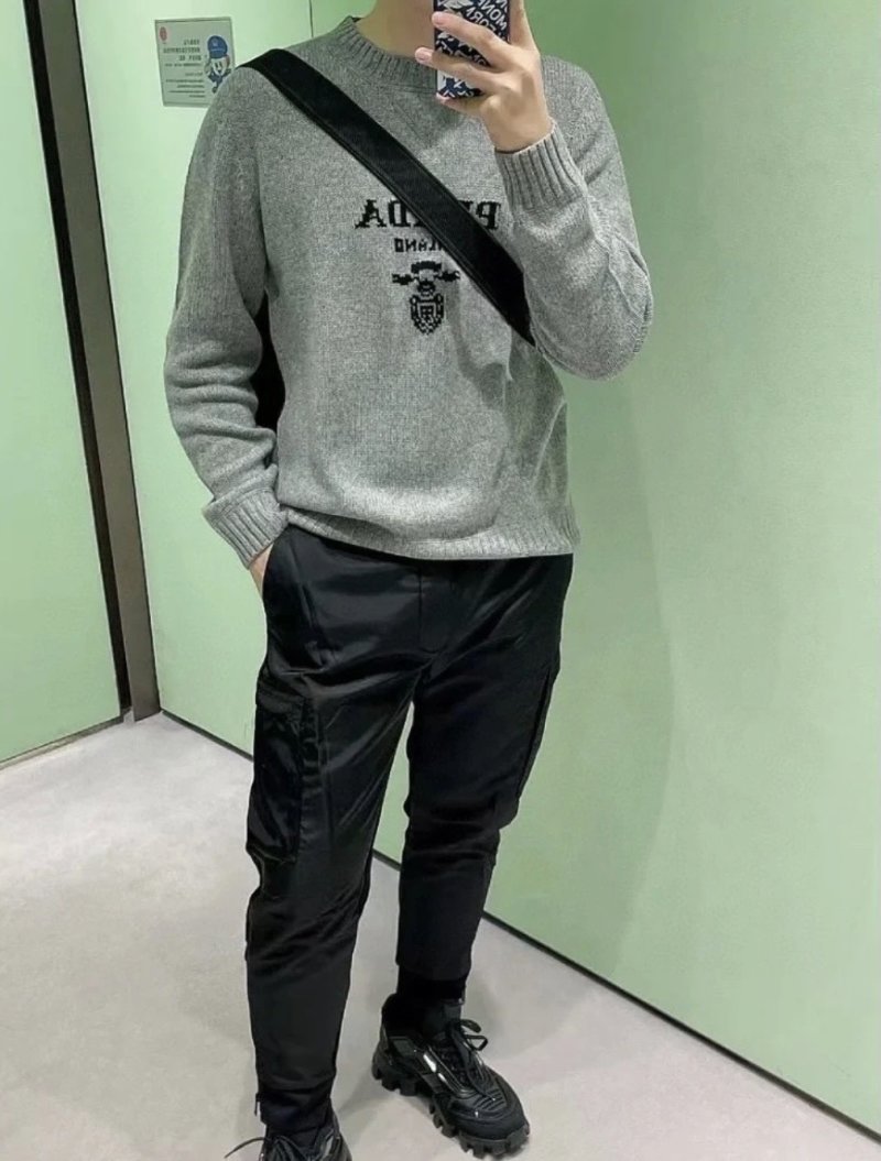 Grey Crewneck Sweater with Embroidered Logo view