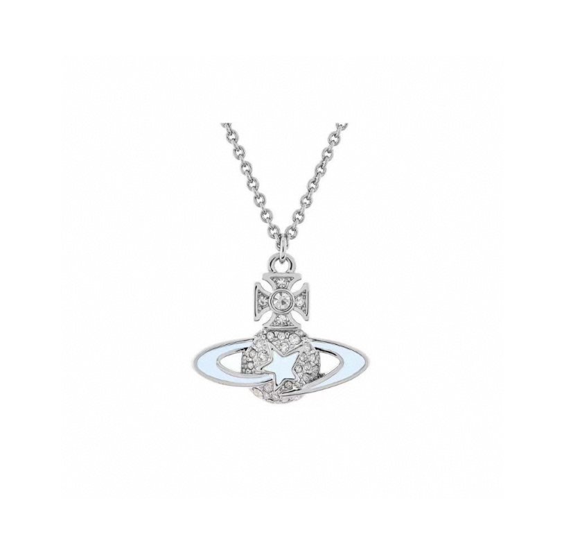 Vivienne Westwood Saturn Enamel Pendant Necklace Silver
