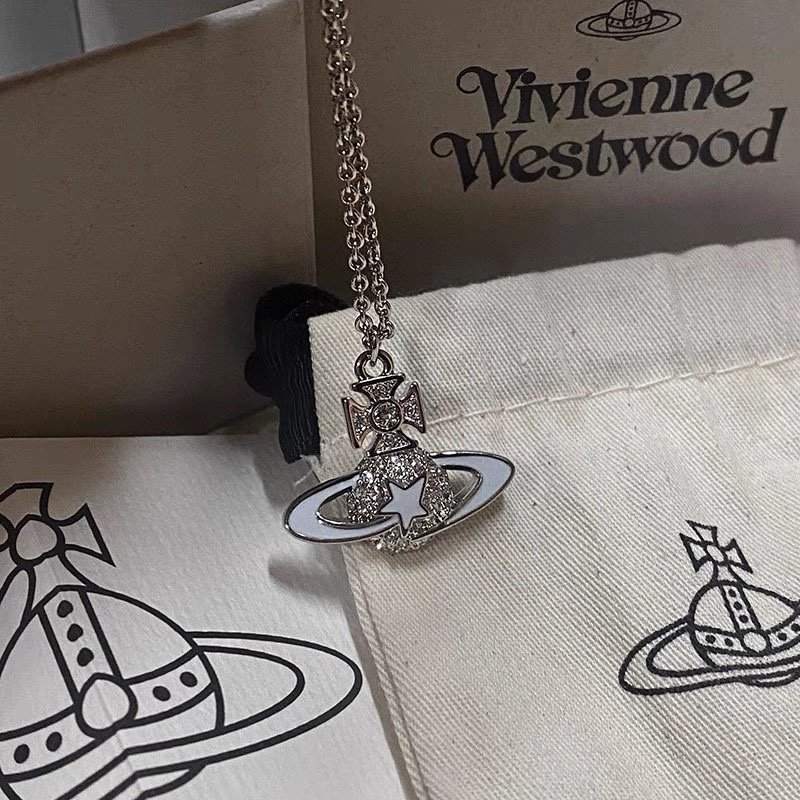 Vivienne Westwood Saturn Enamel Pendant Necklace Silver view