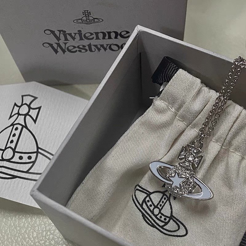 Vivienne Westwood Saturn Enamel Pendant Necklace Silver view
