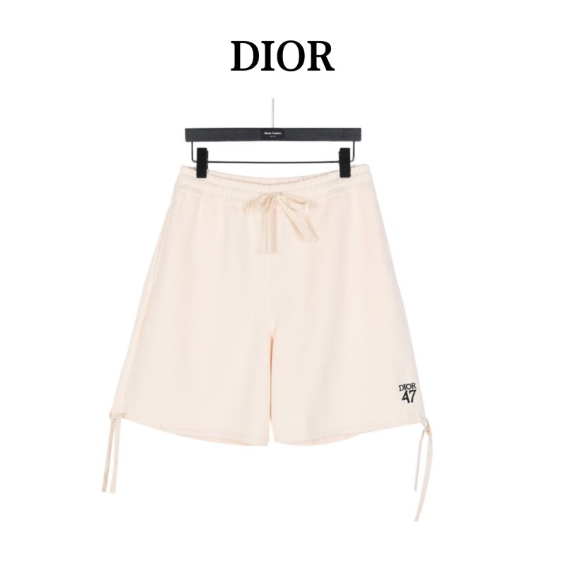 Dior 1947 Embroidered Logo Drawstring Shorts – Cream